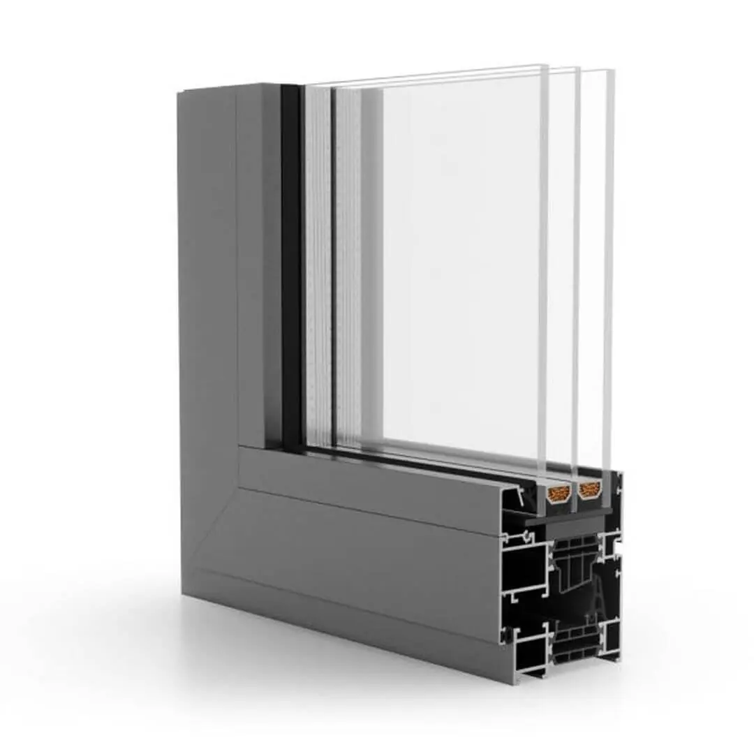 Großes Aluminiumfenster Modell mit schmalen Profilen und doppelglas
