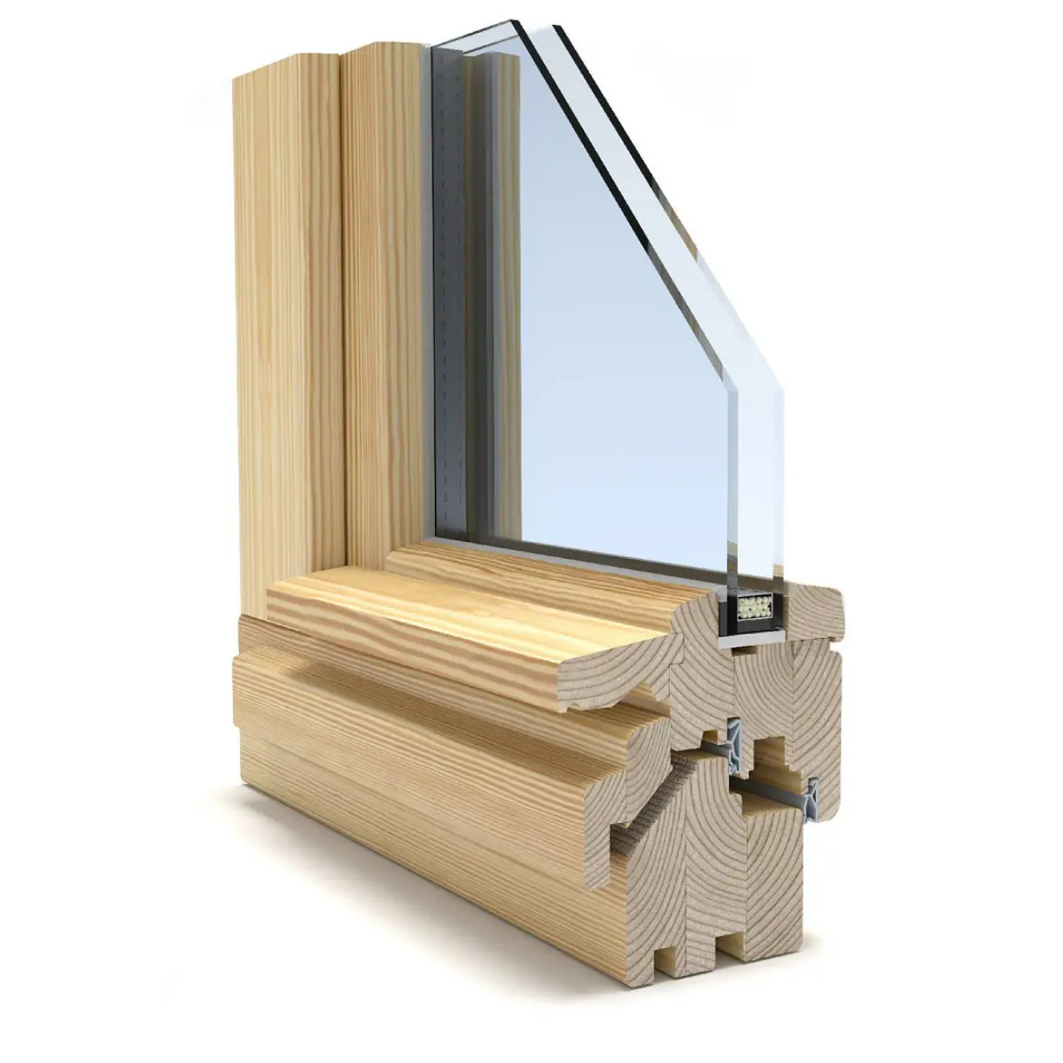 Natürliches Holzfenster Modell in braun